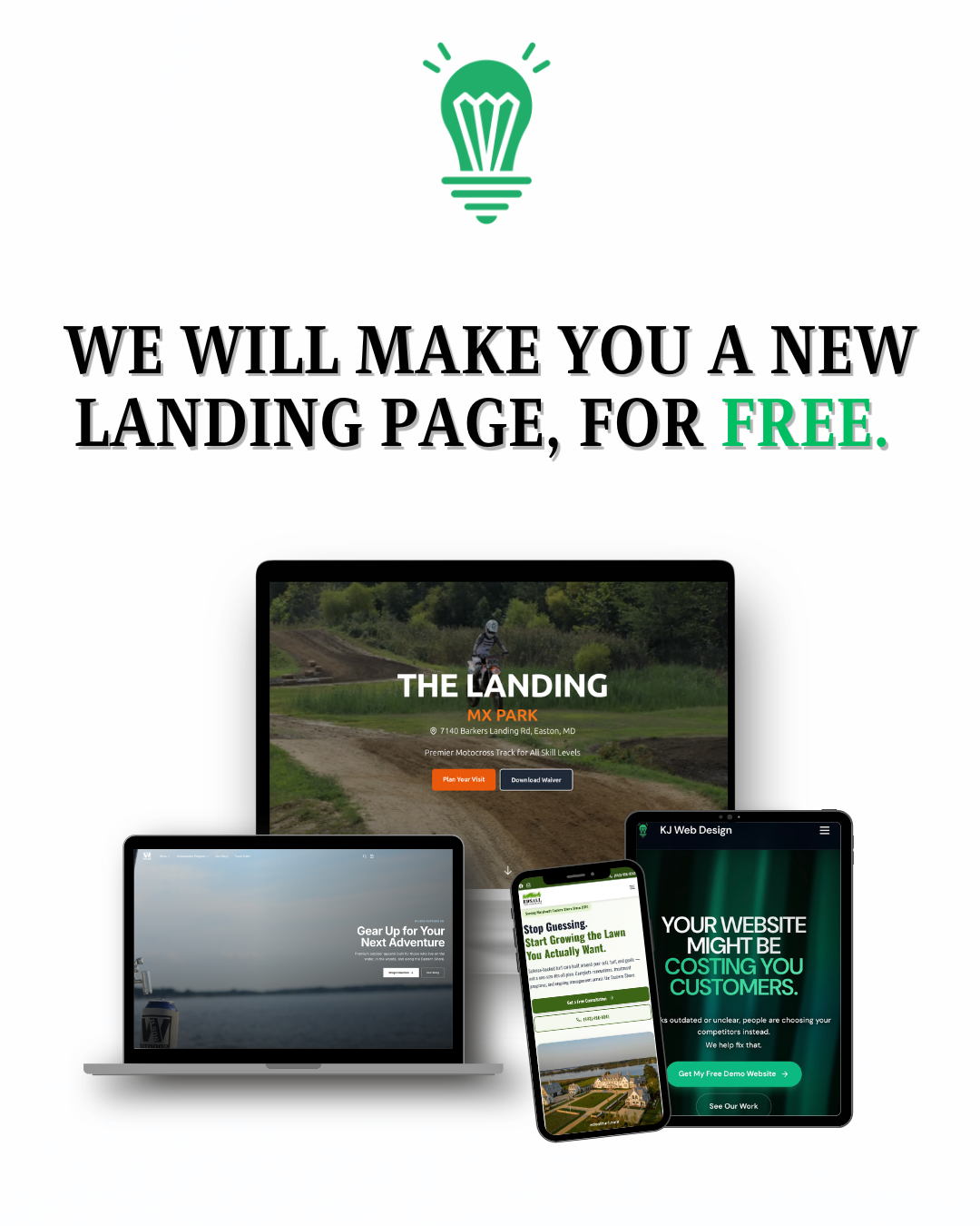 We will make you a new landing page for free — KJ Web Design